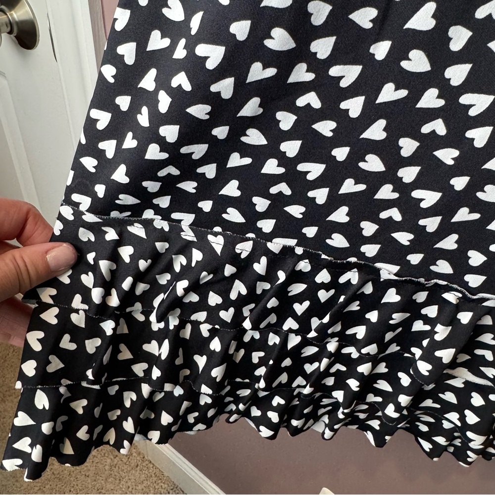 Lulu B Dress Heart Print 3/4 Sleeve Stretch Nylon Black White M - Picture 6 of 9